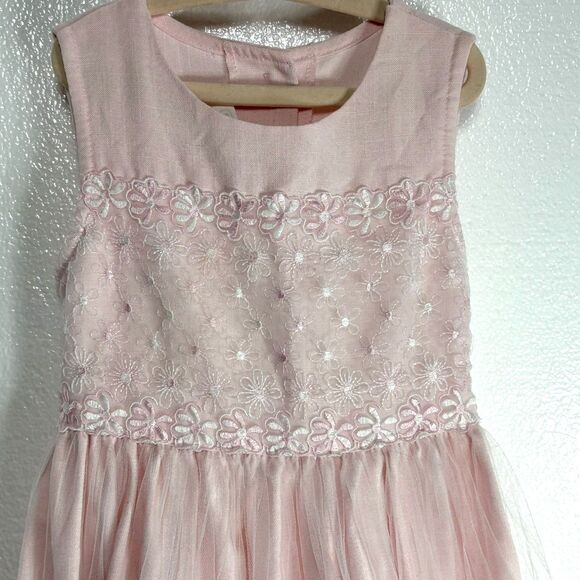 Bonnie Jean Girls Pageant Boutique Dress Size 8 Pink Floral Lace Tulle - Picture 3 of 8